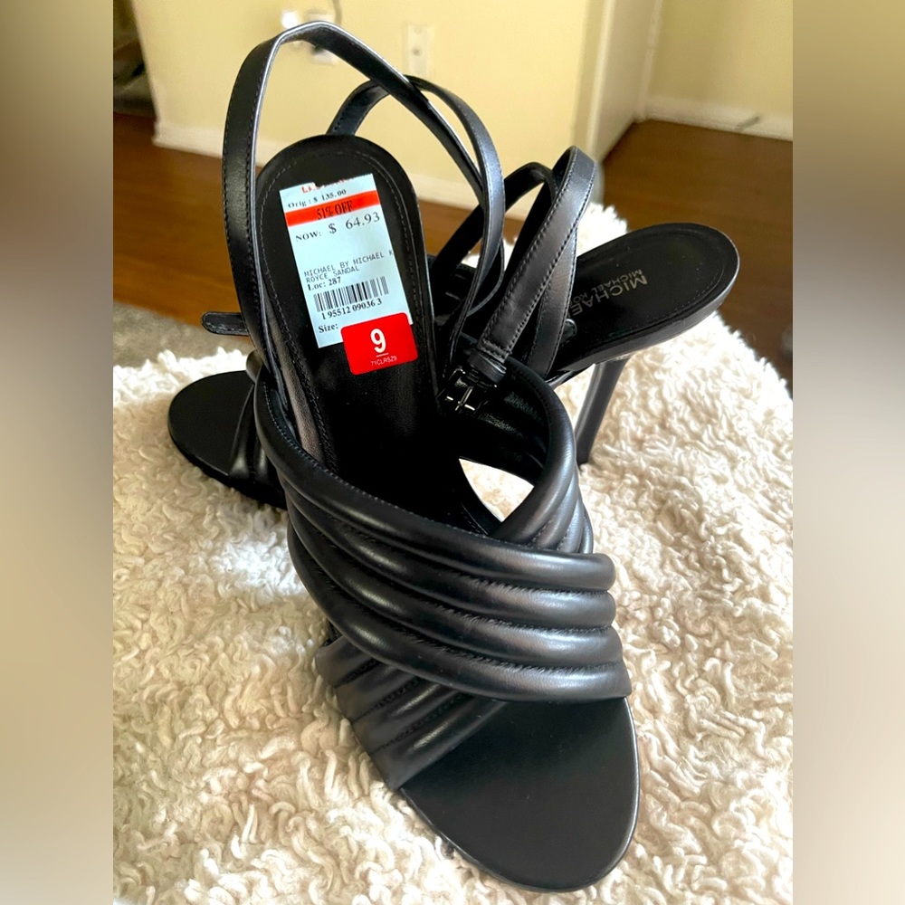 Michael Kors black strap sandal heels